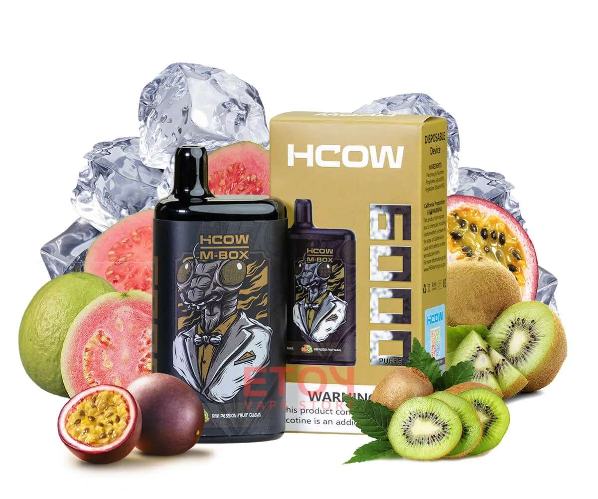 Hcow Steam Kiwi Fruit de la passion Guava Mbox 6000 Puffs - Vape Pod jetable rechargeable