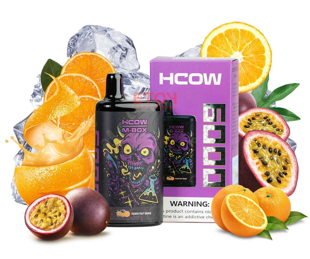 Hcow Steam Passion Fruit Orange Mbox 6000 Puffs - Rechargeable Disposable Vape Pod
