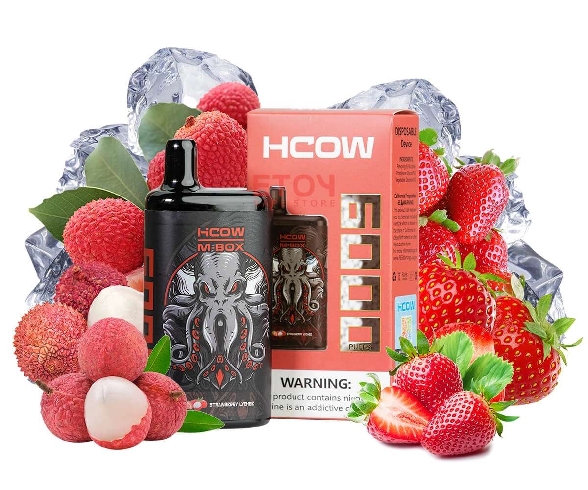 Hcow Steam Strawberry Lychee Mbox 6000 Puffs - Vape Pod jetable rechargeable
